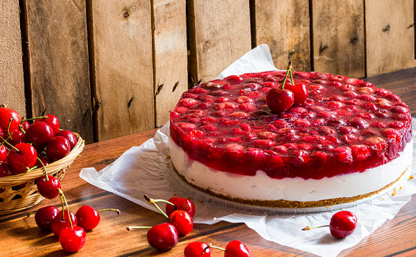 Frischkäse Kuchen mit Keksboden